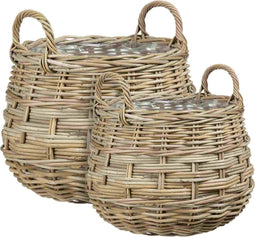 Mica Decorations Mand Marcia - 44x44x40 cm - Rotan - Grijs - Set van 2