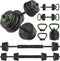 Tunturi Vinyl Halterset 20 kg - Halterstang met Gewichten - Verstelbare Dumbbells Kettlebell Push-up Steunen - Zwart Groen