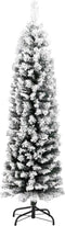 vidaXL - Kunstkerstboom - met - sneeuw - smal - 150 - cm - PVC - groen