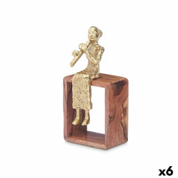 Decoratieve figuren Blokfluit Bruin Hout Metaal 13 x 27 x 13 cm
