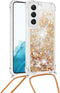 Lunso - Geschikt voor Samsung Galaxy S23 Plus / S23+ - Telefoonhoes met koord - Glitter Goud