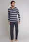 Schiesser Heren Pyjama - Lange broek - Serafinokraag met knoopsluiting - Antraciet