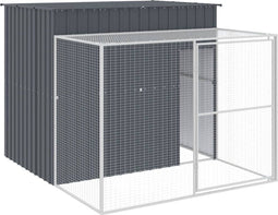 vidaXL - Hondenhok - met - ren - 214x253x181 - cm - gegalvaniseerd - staal - antraciet