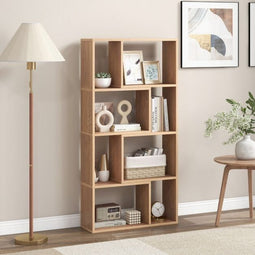Coast Boekenkast - Vrijstaande 4-Laags Vakkenkast met 8 Compartimenten 60 x 20 x 120 cm - Kleur: naturel wit bruin of zwart