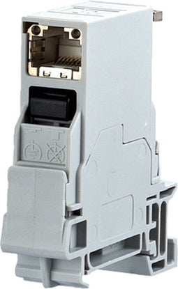 BTR-netwerkdoos voor DIN-railmontage CAT 6 insteekrichting 90° RAL 7035