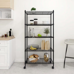 vidaXL Opbergrek 5-laags met wielen 250 kg 75x35x155 cm zwart