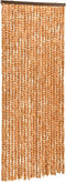 vidaXL - Vliegengordijn - 90x200 - cm - chenille - okerkleurig - en - wit