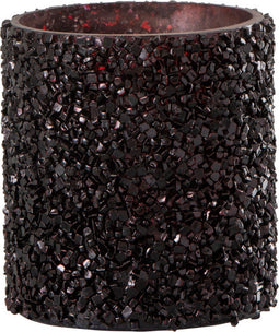 J-Line kaarshouder - theelichthouder Glitter - glas - bordeaux - 2 stuks
