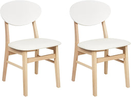 AMERY - Eetkamerstoel set van 2 - Lichthout/Crème - Rubberhout