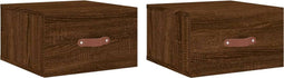 vidaXL - Nachtkastjes - 2 - st - wandgemonteerd - 35x35x20 - cm - bruin - eikenkleur