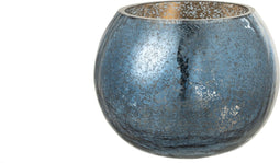 J-Line windlicht Bol Parel Effect - glas - blauw - medium - 2 stuks