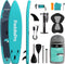LifeGoods PaddlePro Touring SUP Board - Opblaasbaar - 165 KG Draagkracht - 365 x 76 cm - Inclusief Zitje - Turquoise