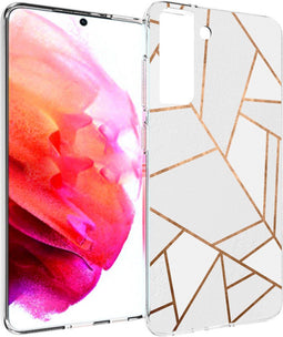 imoshion Hoesje Geschikt voor Samsung Galaxy S21 FE Hoesje Siliconen - imoshion Design hoesje - Wit / Meerkleurig / Goud / White Graphic