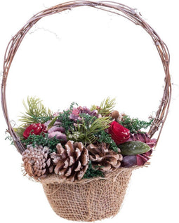 Christmas Kerstversiering Rood Multicolour Rotan Plastic Foam Ananas Mand 21 X 21 X 30 Cm