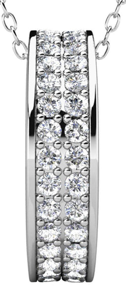 Yolora Dames Ketting met Hanger - Kalpa Camaka Kristallen - Zilverkleurig - 18K Wit Verguld - Vrouwen Collier Zilver - Sieraden - Halsketting - Luxe Giftbox - Geschenkdoos - Cadeau doos - Exclusieve Geschenkverpakking - Mooie Cadeauverpakking