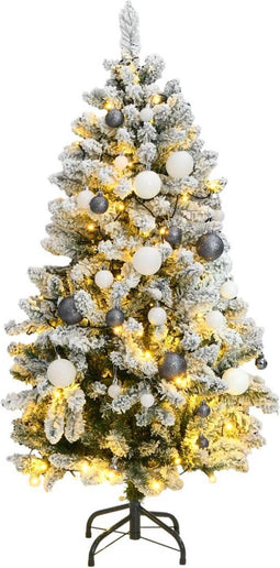 vidaXL - Kunstkerstboom - met - scharnieren - 150 - LED's - en - kerstballen - 150 - cm