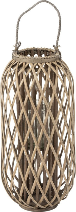 J-Line lantaarn Willow - hout - grijs - small