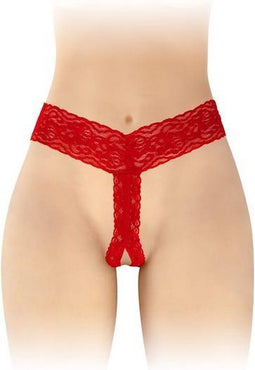Fashion Secret Anita - Erotische Slip met Open Kruis - Rood - One Size