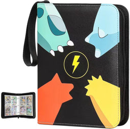 Verzamelmap Geschikt Voor Pokémon - Map Voor 400 Kaarten - 4 Pocket Binder - 50 Pagina's - Zwart Met Pokémonprint