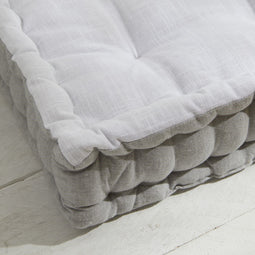 Vloerkussen - VANDAAG - CHARME - Slub x Chambray x Broderie Capucine - 40 x 40 x 10 cm