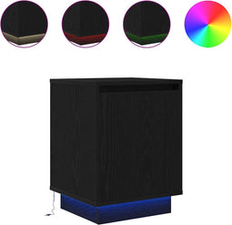 vidaXL - Nachtkastje - met - LED-verlichting - 38x34x50 - cm - zwart