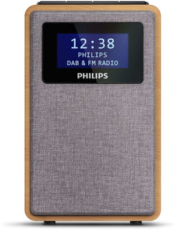 Philips TAR5005/10 - DAB+/FM Klokradio - Houten behuizing - Grijs