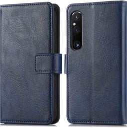 iMoshion Hoesje Geschikt voor Sony Xperia 1 V Hoesje Met Pasjeshouder - iMoshion Luxe Bookcase - Donkerblauw