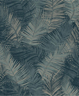 DUTCH WALLCOVERINGS Behang Palm petrolblauw