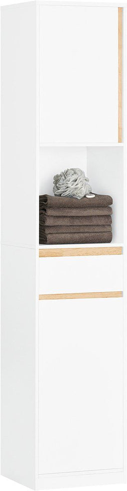 SoBuy BZR80-W - Badkamerkast - 1 lade 2 deuren - Wit