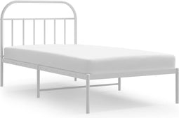vidaXL - Bedframe - met - hoofdbord - metaal - wit - 107x203 - cm