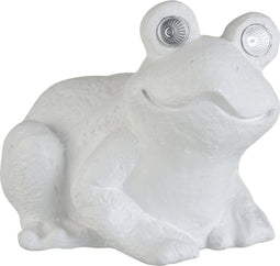 J-Line figuur Kikker Solar Zittend - polyresin - wit