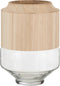 J-Line vaas Rond Hoog - hout/glas - lichtbruin - large - 30.5 cm hoog
