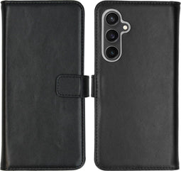 Selencia Samsung Galaxy S23 FE - Echt Lederen Bookcase - 3 Pashouders - Zwart