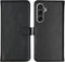 Selencia Samsung Galaxy S23 FE - Echt Lederen Bookcase - 3 Pashouders - Zwart