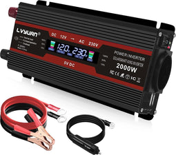 Yinleader Omvormer - 900W/2000W - 12V naar 230V - LCD Display