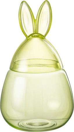 J-Line voorraadpot Konijn - glas - groen - small - paasdecoratie