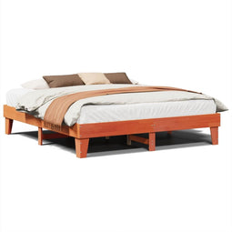 vidaXL - Bedframe - zonder - matras - massief - grenenhout - wasbruin - 200x200 - cm