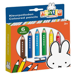 Nijntje kleurpotloden, dikke junior houten potloden - 6 kleuren en slijper - kindveilig -Bambolino Toys