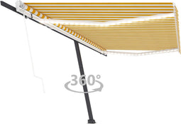 vidaXL - Luifel - automatisch - met - LED - en - windsensor - 500x350 - cm - geel - wit