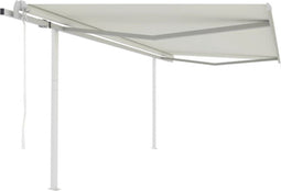 vidaXL - Luifel - automatisch - uittrekbaar - met - palen - 4x3 - m - crèmekleurig