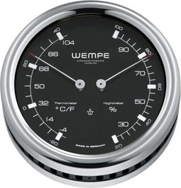 Wempe Pilot III - Thermo-/Hygrometer - Ø 85 mm - Zwart/Wit