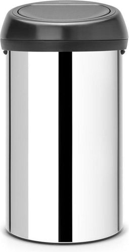 Brabantia Touch Bin - Prullenbak - 60 l - Brilliant Steel / Matt Black deksel