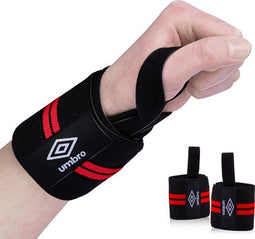 Umbro Wrist Wraps - Polsbeschermers - Duimbandje - Rood/Zwart (2 stuks)