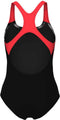 Arena W Splash Point - Badpak - UV-bescherming UPF 50+ - Zwart-fluo Rood