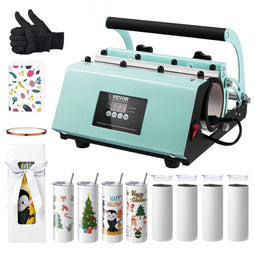 Warmtepersmachine voor glazen, glaspers set met 8 lege glazen, mokkenpers voor maximaal 887 ml glaze