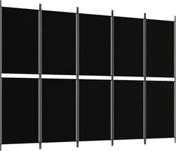vidaXL - Kamerscherm - met - 5 - panelen - 250x180 - cm - stof - zwart