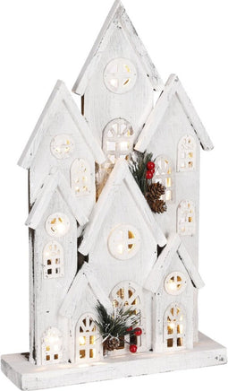 House of Seasons Huis Decoratief Object - 26x8x43 cm - Hout - Wit
