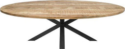 HSM Collection ovale eettafel - 220x110 cm - massief mangohout/metaal