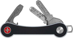 Keycabins Multitool Sleutelhouder - Key Organizer tot en met 12 Sleutels - Keychain Sleutelhanger met Bieropener - Aluminium - Zwart