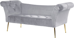 NANTILLY - Chaise longue - Lichtgrijs - Symmetrisch - Fluweel